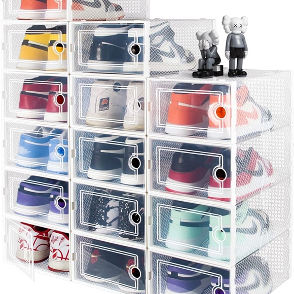 15  Pack Stackable Shoe Organizer Front Opening Lids, Ventilation & Dust-Proof - Picture 2 of 9